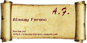 Alexay Ferenc névjegykártya
