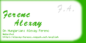 ferenc alexay business card